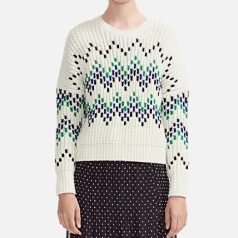 MAJE Womens Wool Blend Made in Italy Chunky Knit Chevron Sweater size